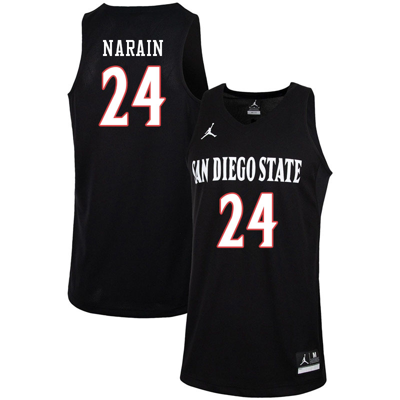 Jordan Brand Men #24 Nolan Narain San Diego State Aztecs College Basketball Jerseys-Black